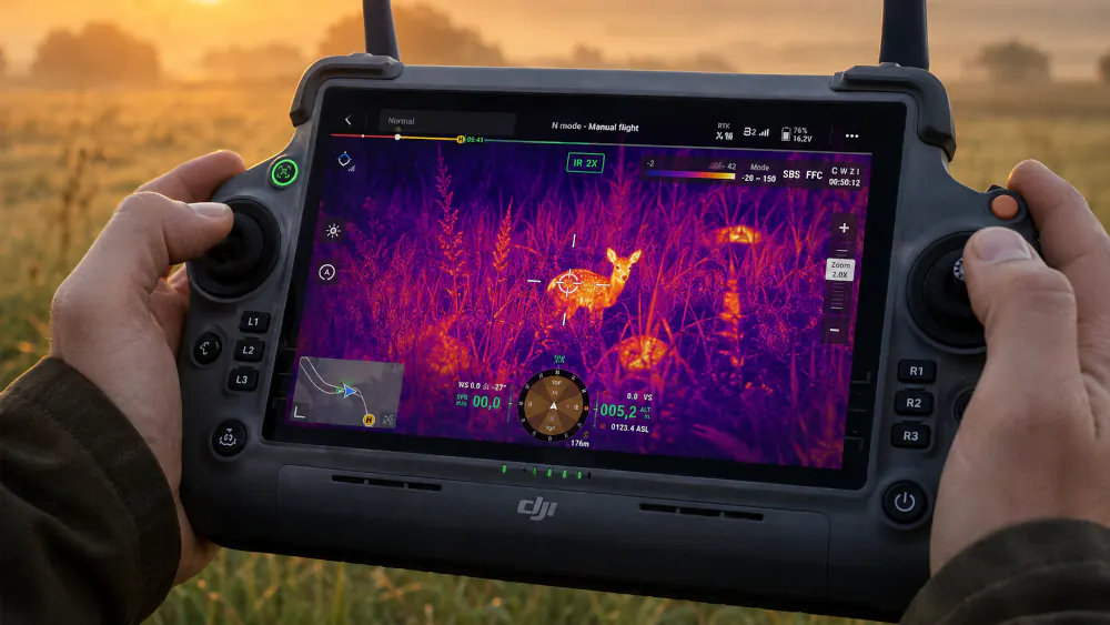 Thermalaufnahme eines Rehkitzes mit DJI Matrice 4T
