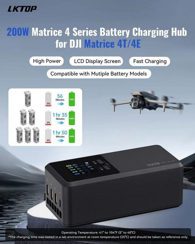 DJI Matrice 4E/4T | LKTOP Matrice 4E/T Lader für 3 Akkus + Sender 200 Watt