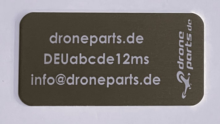 Copter / Drohne - Kennzeichen / Plakette (Aluminium 40x20 mm feuerfest)