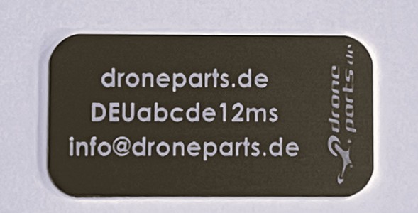 Copter / Drohne - Kennzeichen / Etikett (Aluminium 30x15 mm feuerfest)