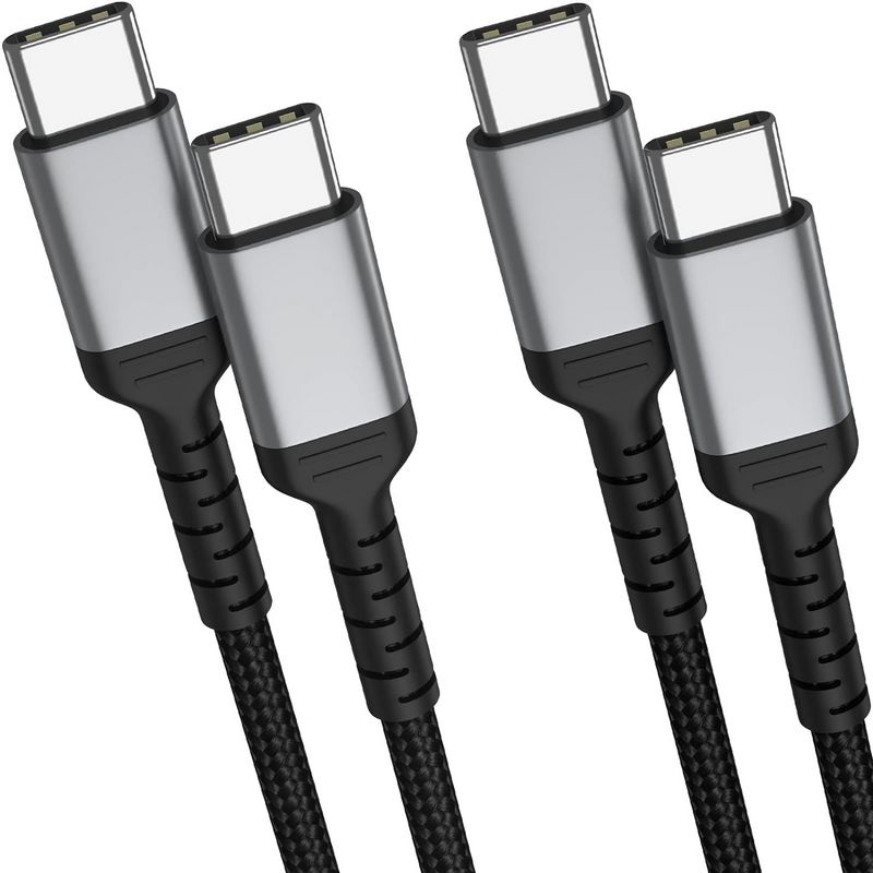 Schnellladekabel 2er Pack USB-C auf USB-C Nylon Kabel (geflochten) 60 W  - 2 m