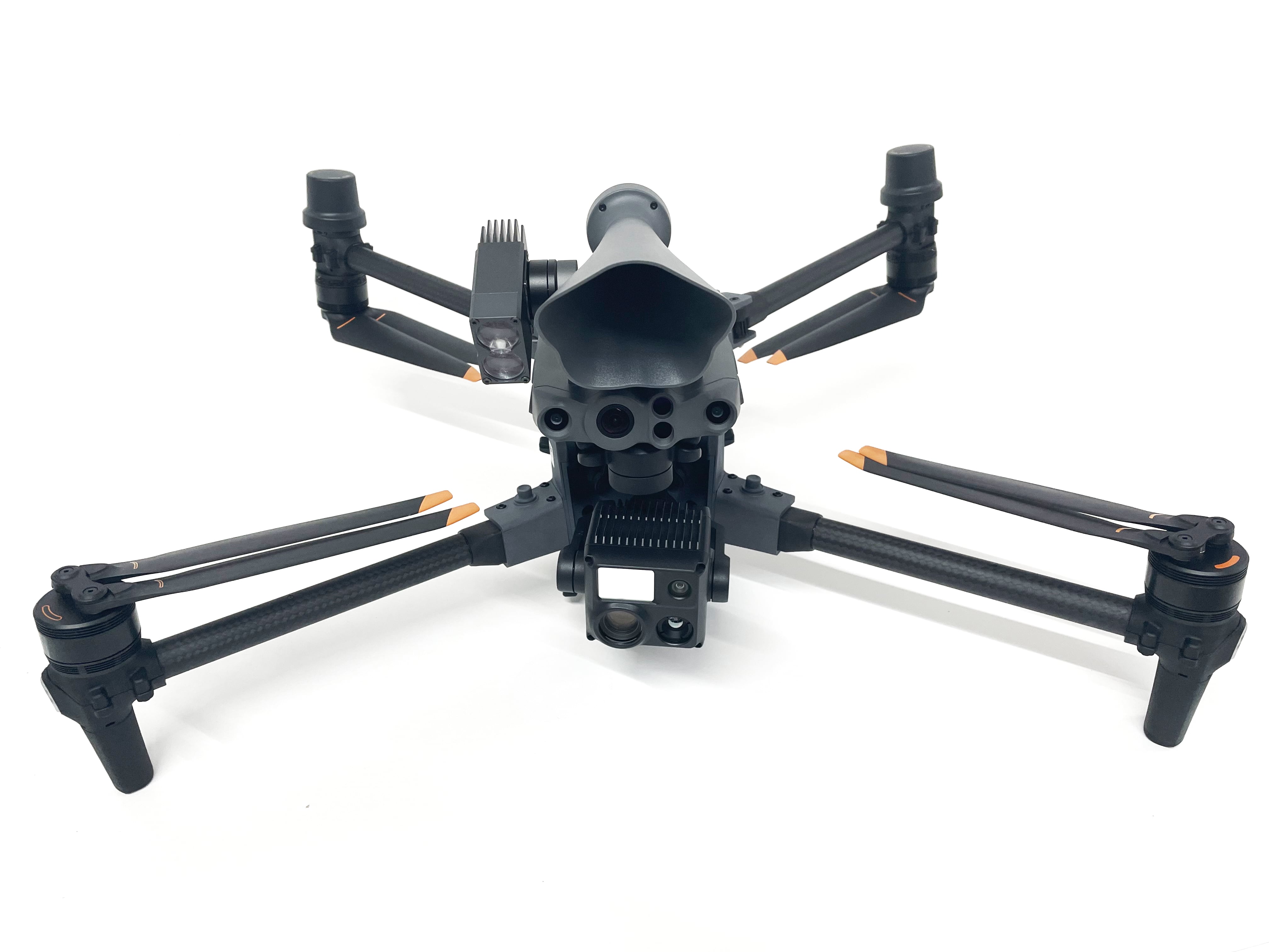LP12 Suchscheinwerfer- und Lautsprechersystem für DJI M30T, Ansicht auf M30T von vorne