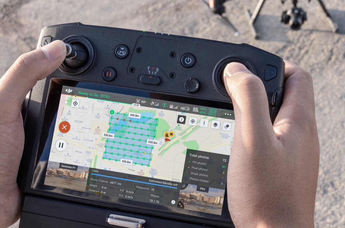 DJI Zenmuse P1 - Blick auf RC Pro Fernsteuerung