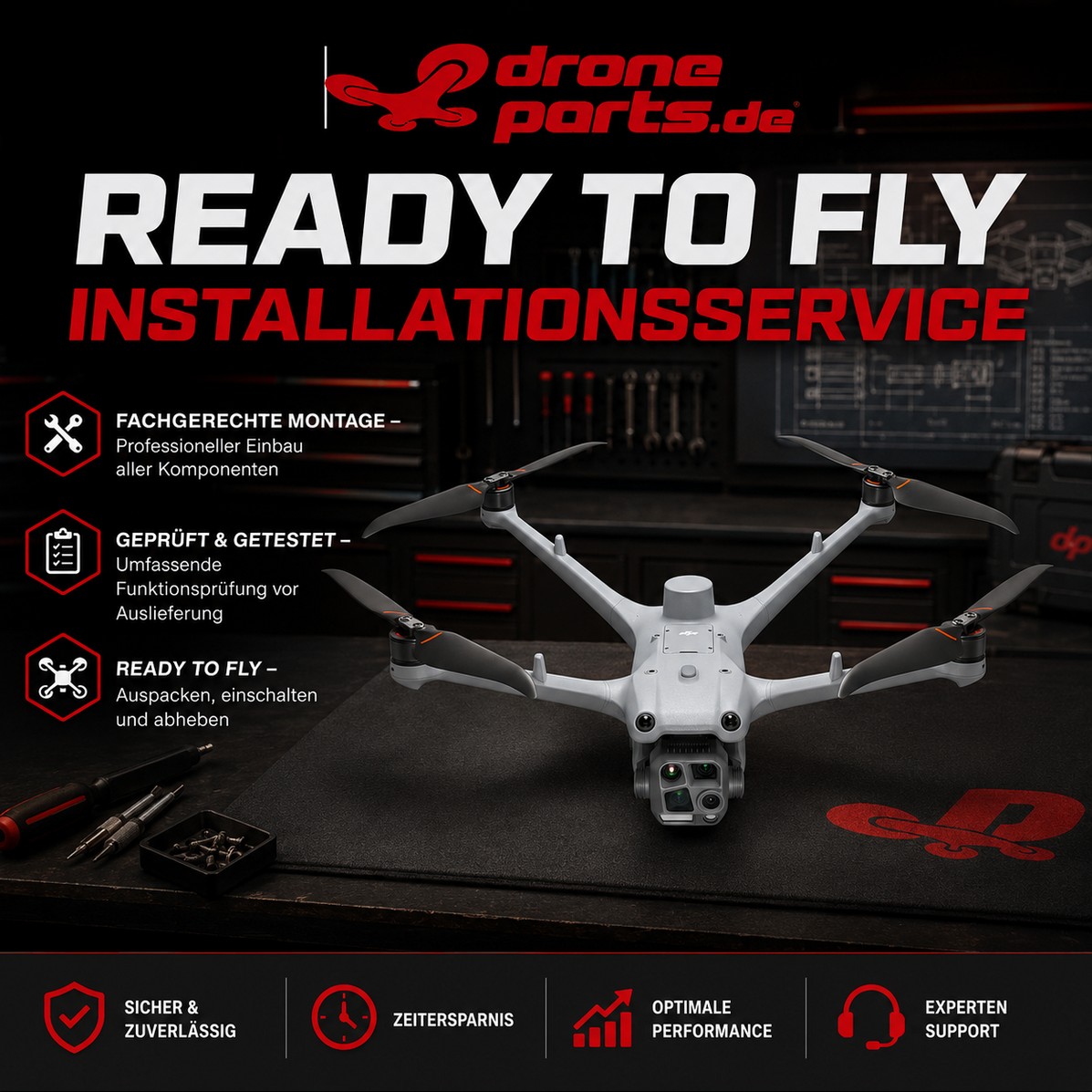 Droneparts Ready to Fly Installationsservice