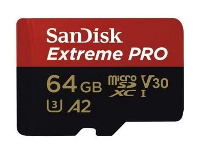SanDisk Extreme PRO MicroSDXC UHS-I Card 64GB, U3 A2 Class 10