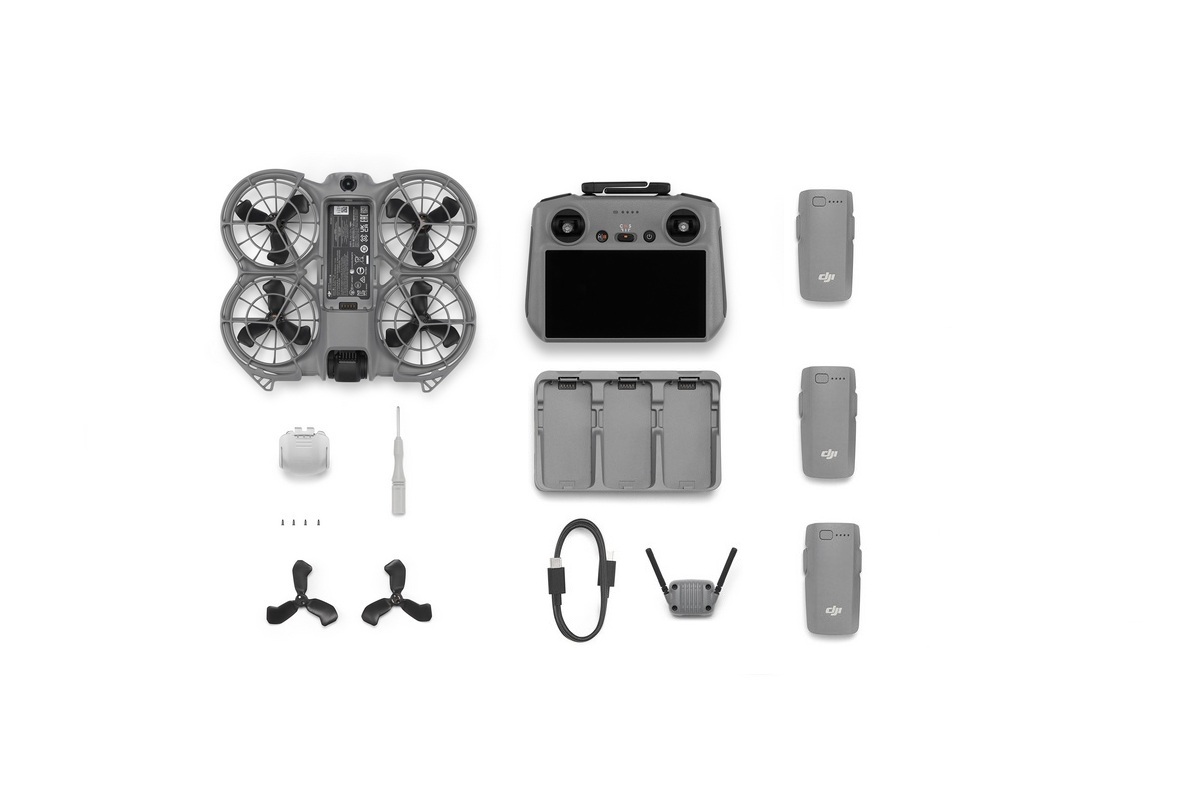 DJI Neo 2 mit DJI RC 2, drei Akkus, Zweiwege-Ladestation, Digitalem Sendeempfänger und Zubehör