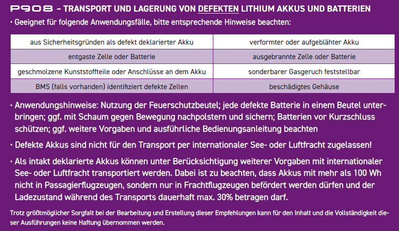 Transportempfehlungen